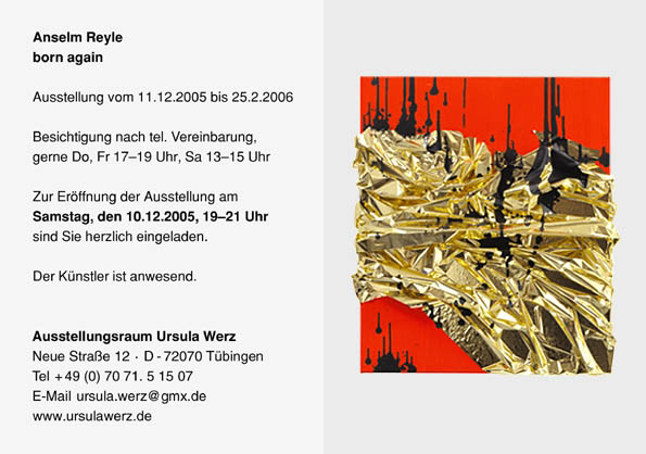 Gerold Miller - Ausstellungsraum Ursula Werz Neue Str.12 D- 72070 Tübingen Tel. 0049 07071-51507 ursula.werz@gmx.de